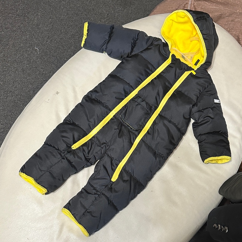 Kids Black and Yellow Hooded One Piece